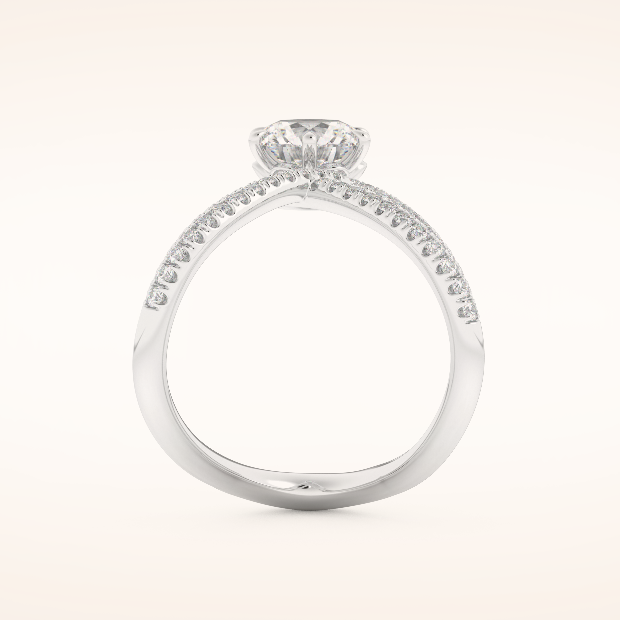 1.5 CT Round Shaped Pave Curved Shank Moissanite Engagement Ring