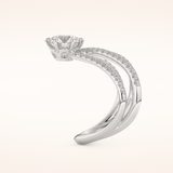 1.5 CT Round Shaped Pave Curved Shank Moissanite Engagement Ring