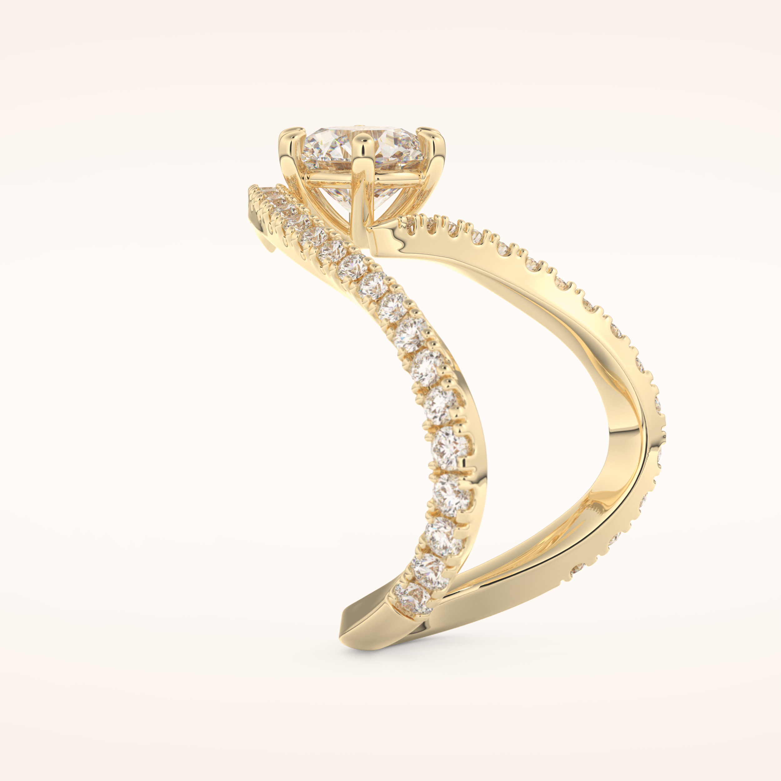 1.5 CT Round Shaped Pave Moissanite Engagement Ring
