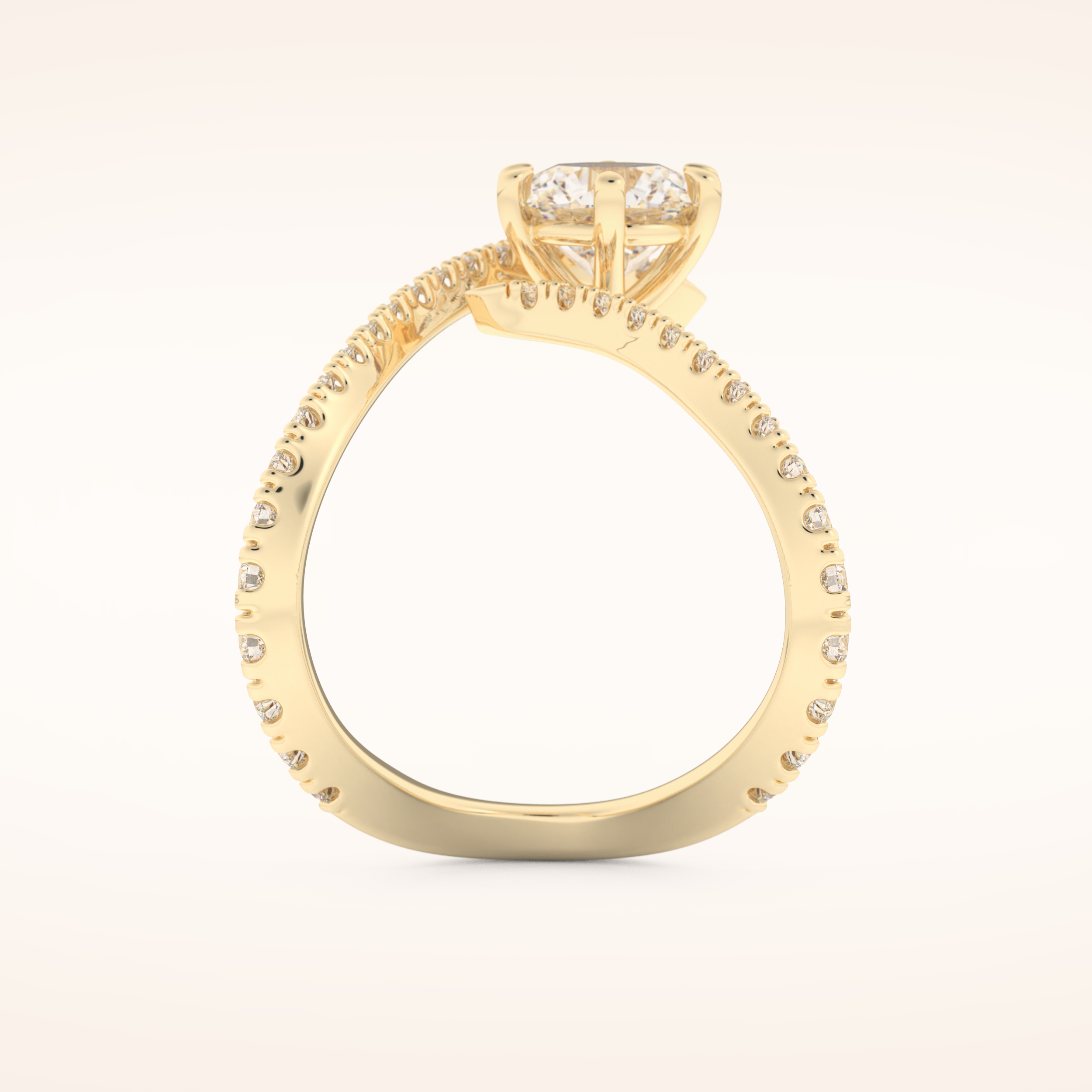 1.5 CT Round Shaped Pave Moissanite Engagement Ring
