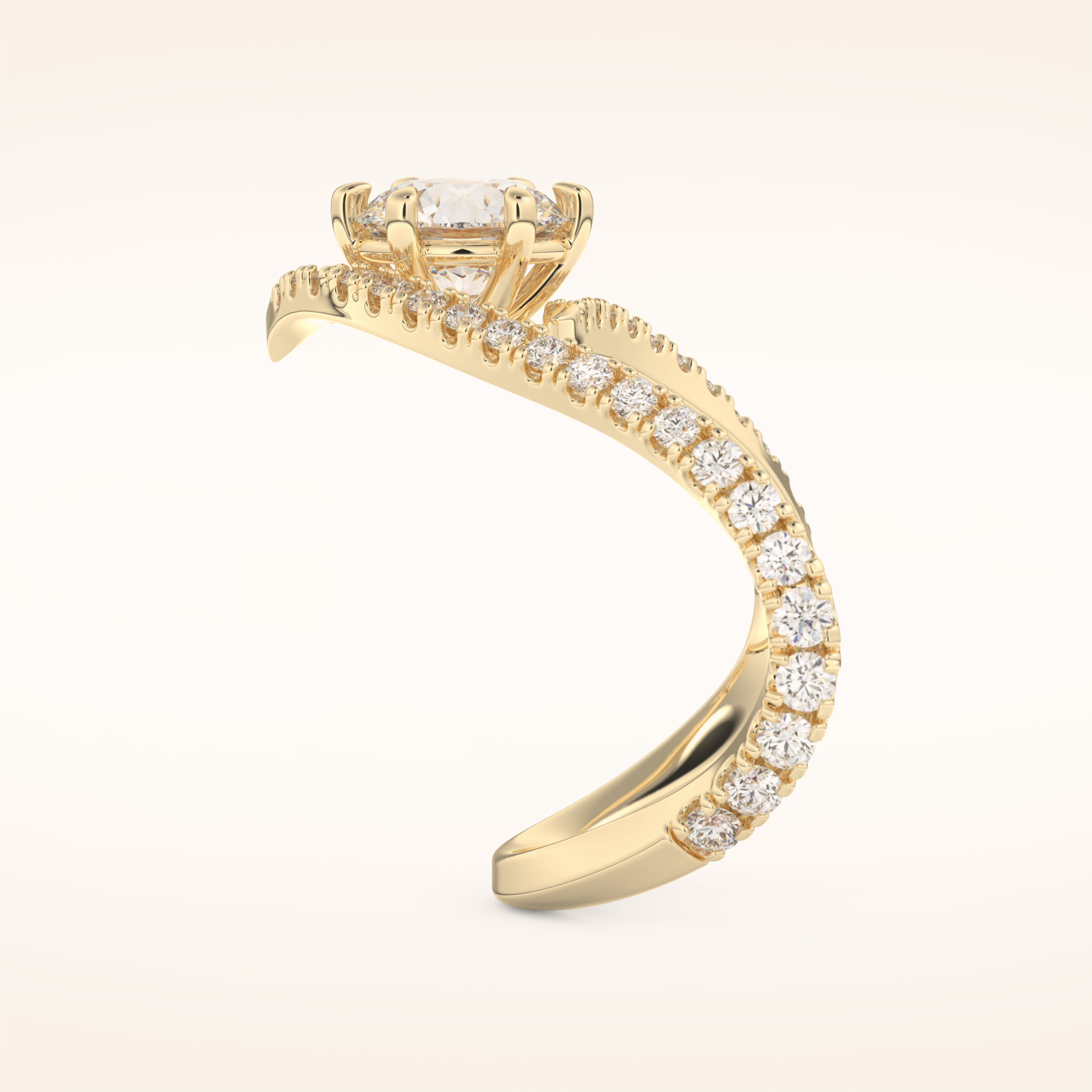 1.5 CT Round Shaped Pave Moissanite Engagement Ring