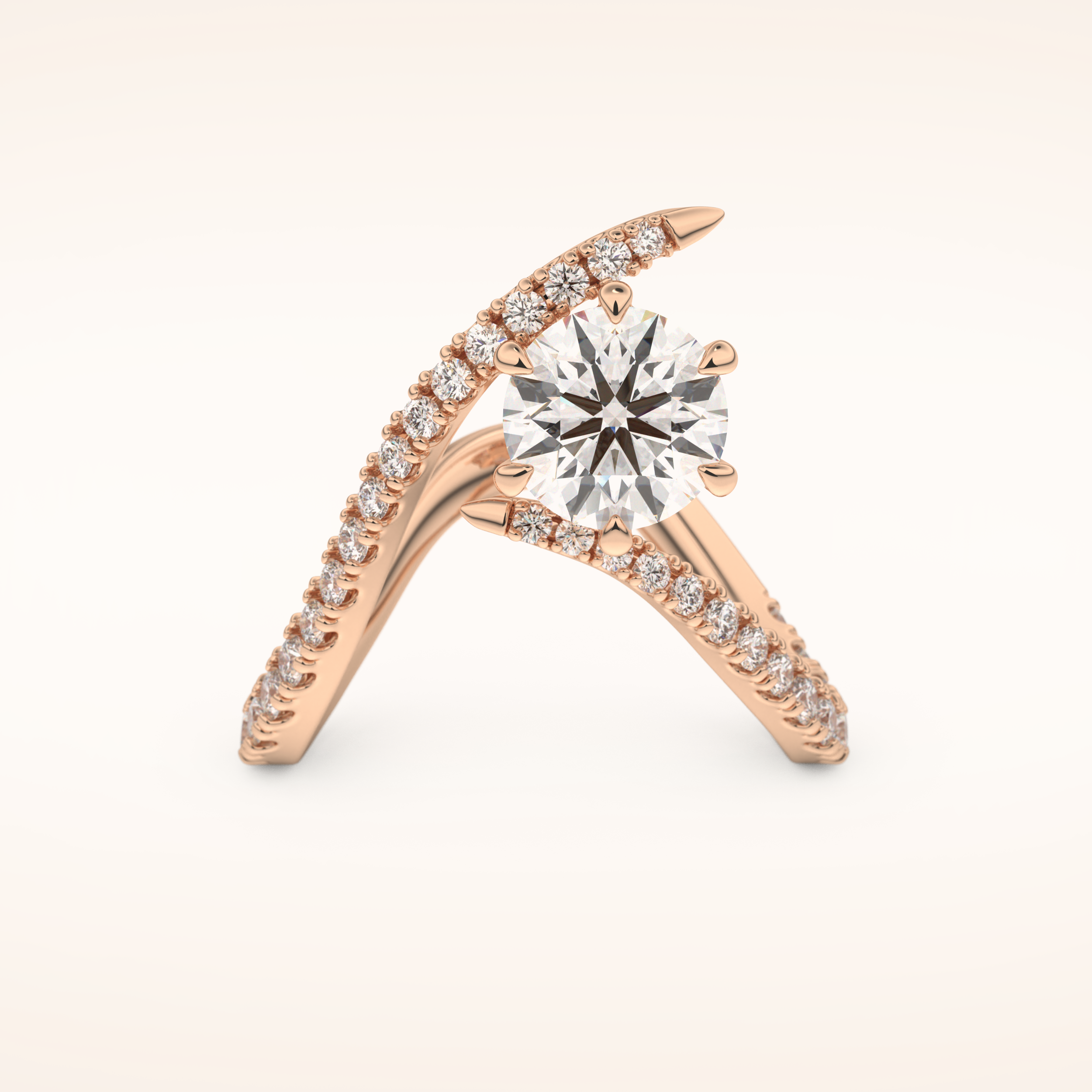 1.5 CT Round Shaped Pave Moissanite Engagement Ring