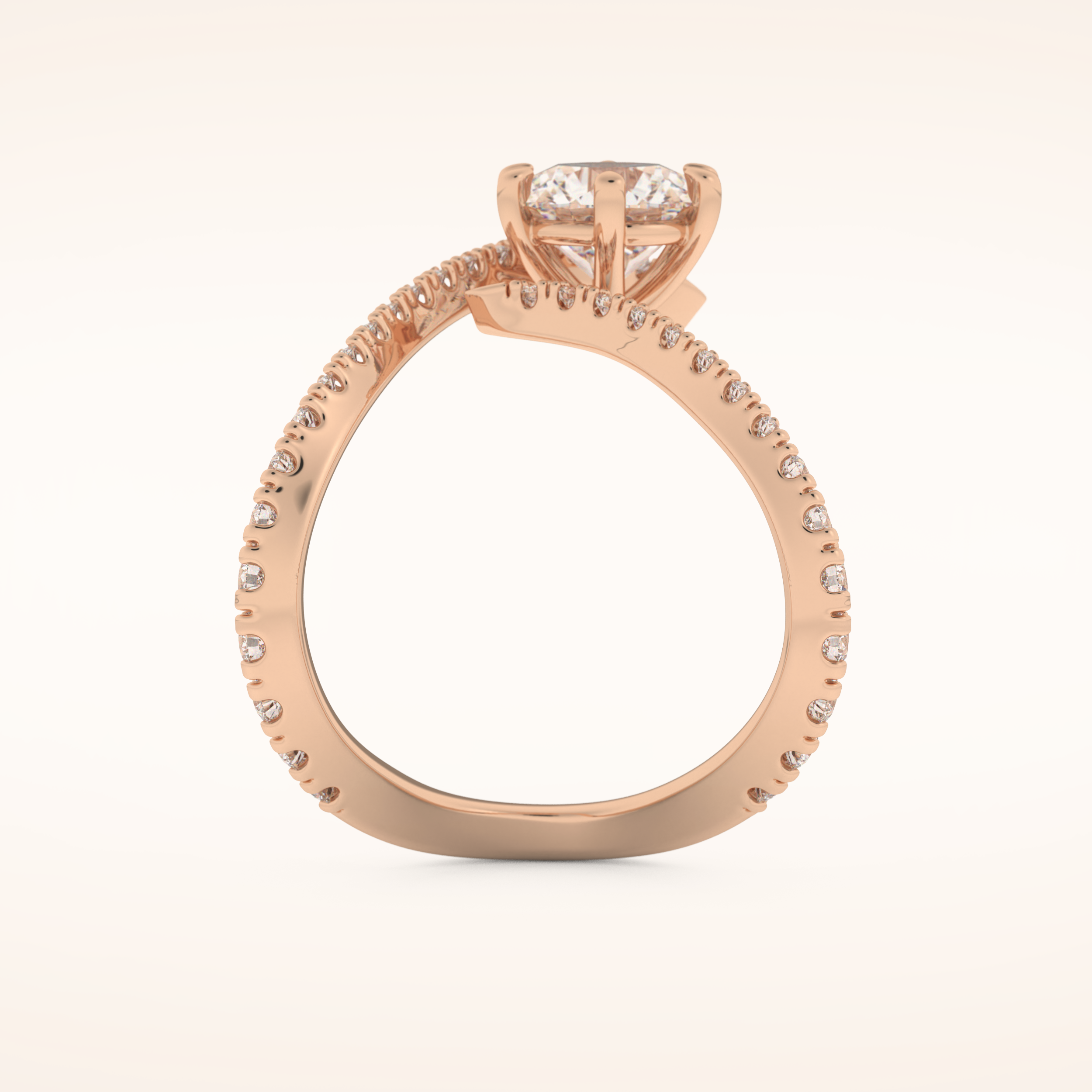 1.5 CT Round Shaped Pave Moissanite Engagement Ring