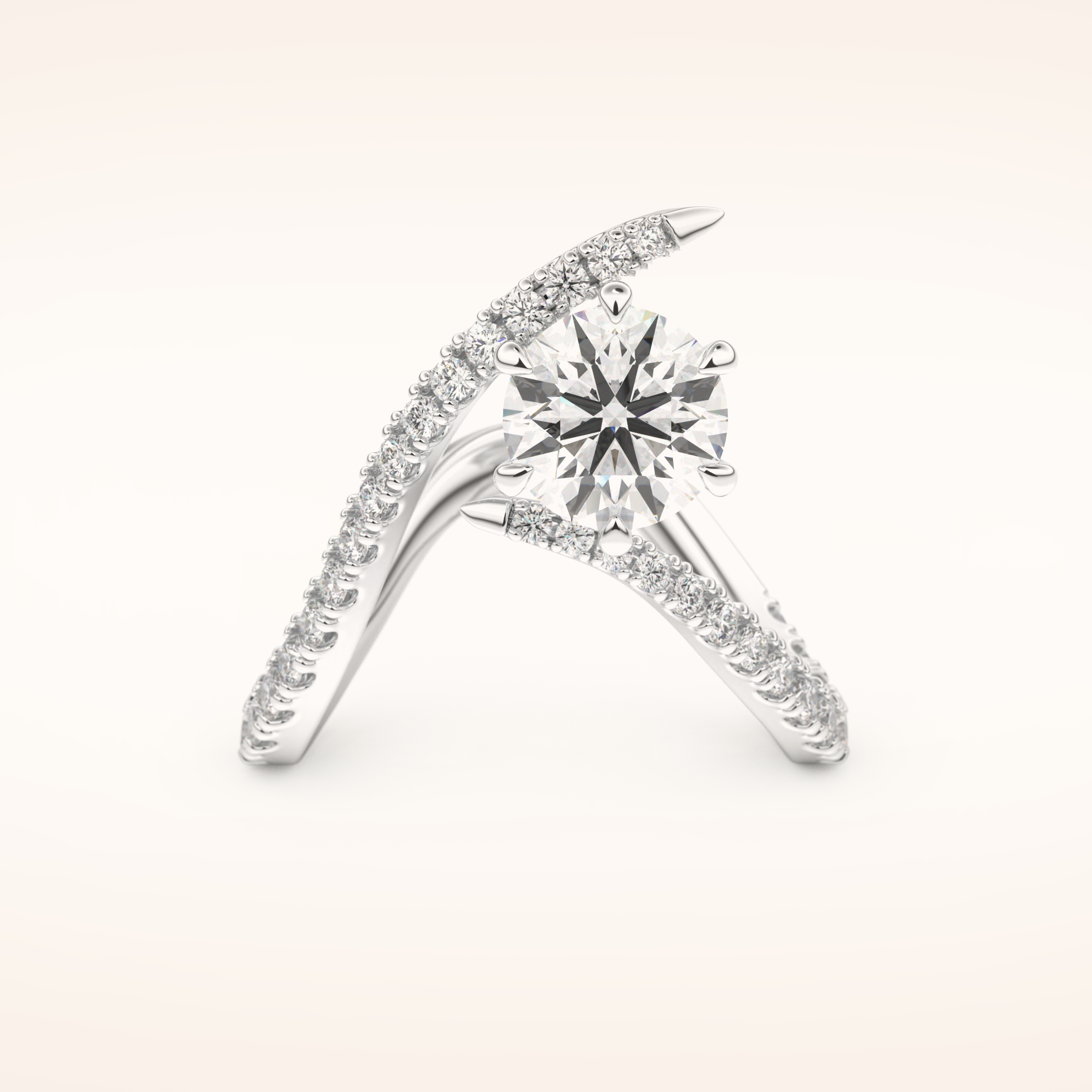 1.5 CT Round Shaped Pave Moissanite Engagement Ring