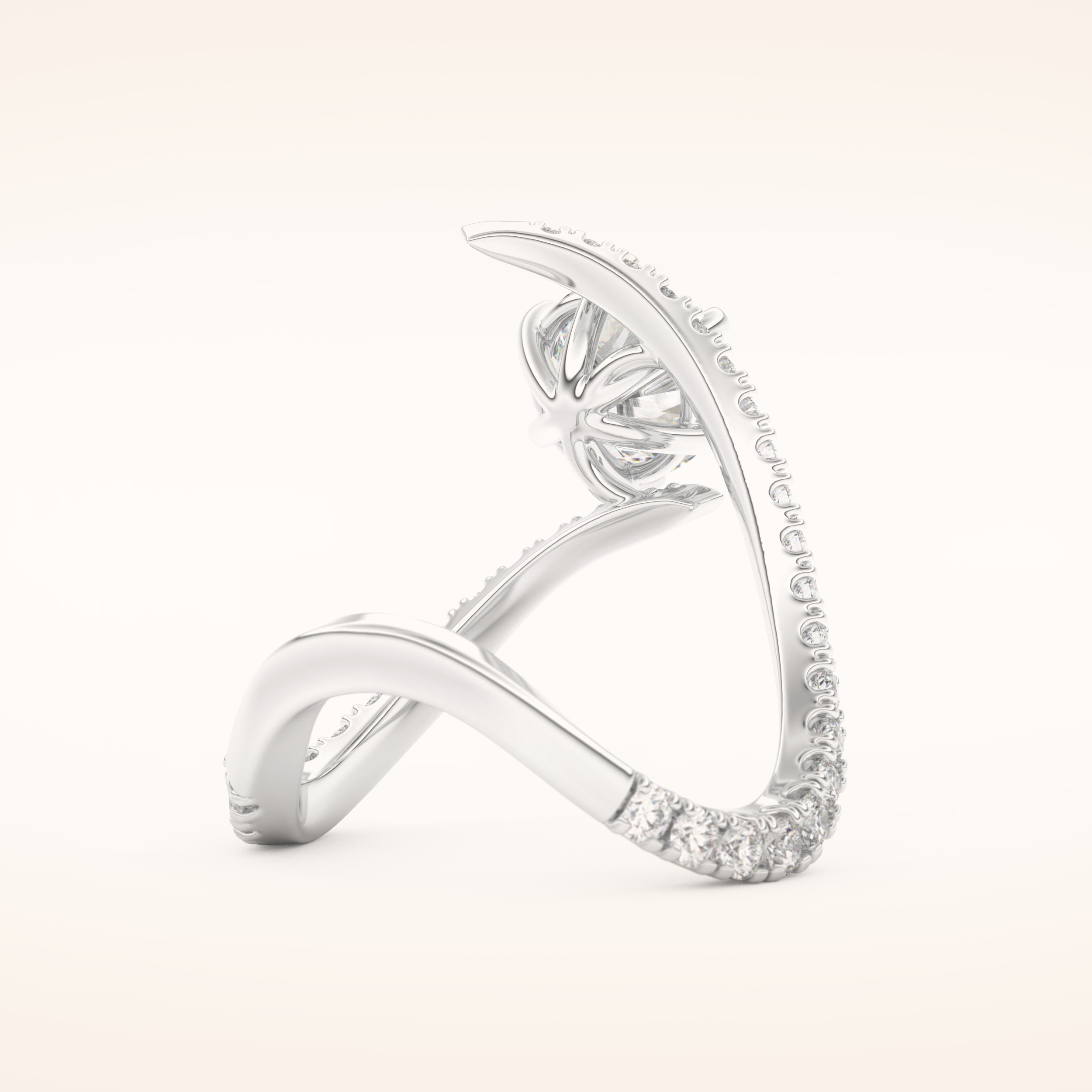 1.5 CT Round Shaped Pave Moissanite Engagement Ring
