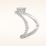 1.5 CT Round Shaped Pave Moissanite Engagement Ring