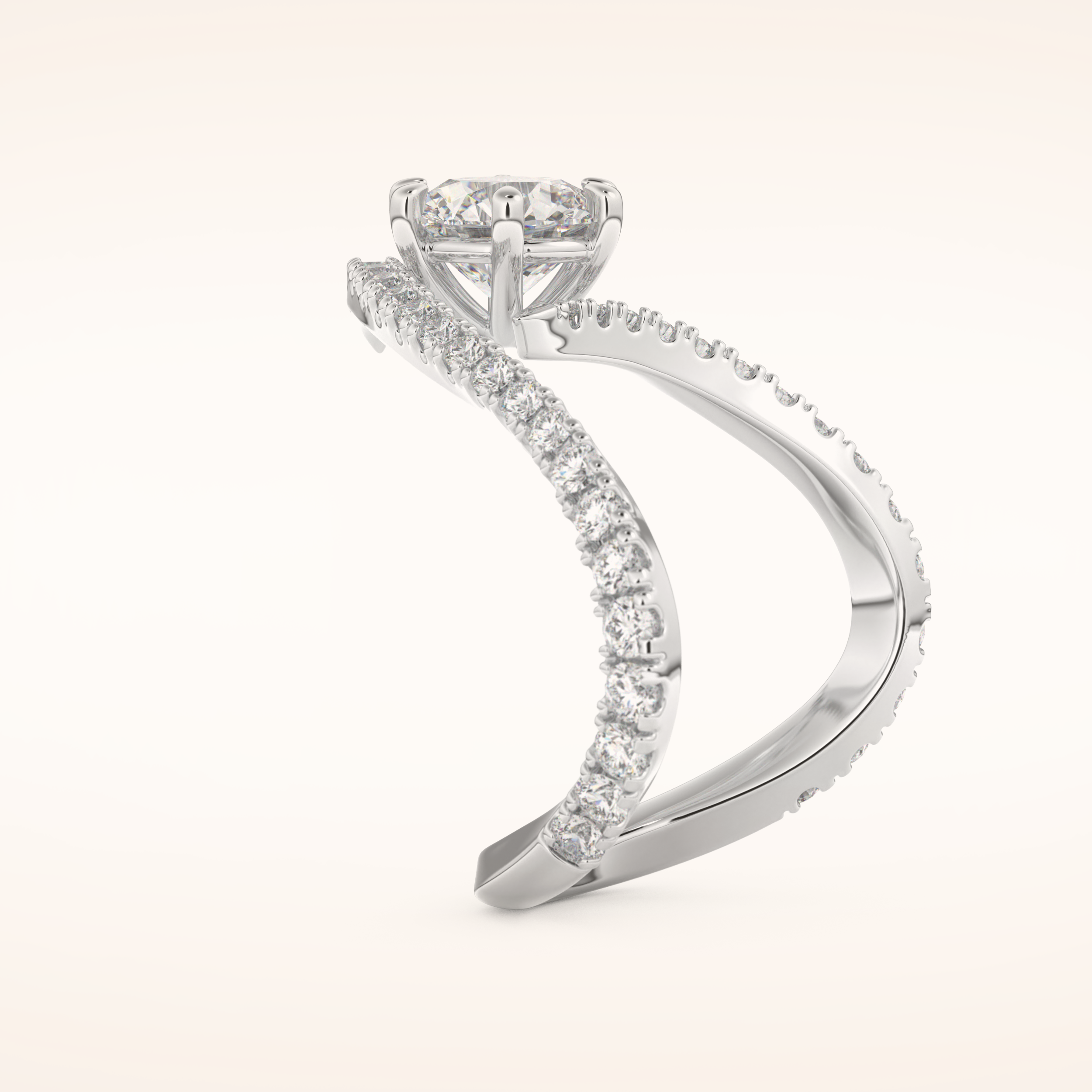 1.5 CT Round Shaped Pave Moissanite Engagement Ring
