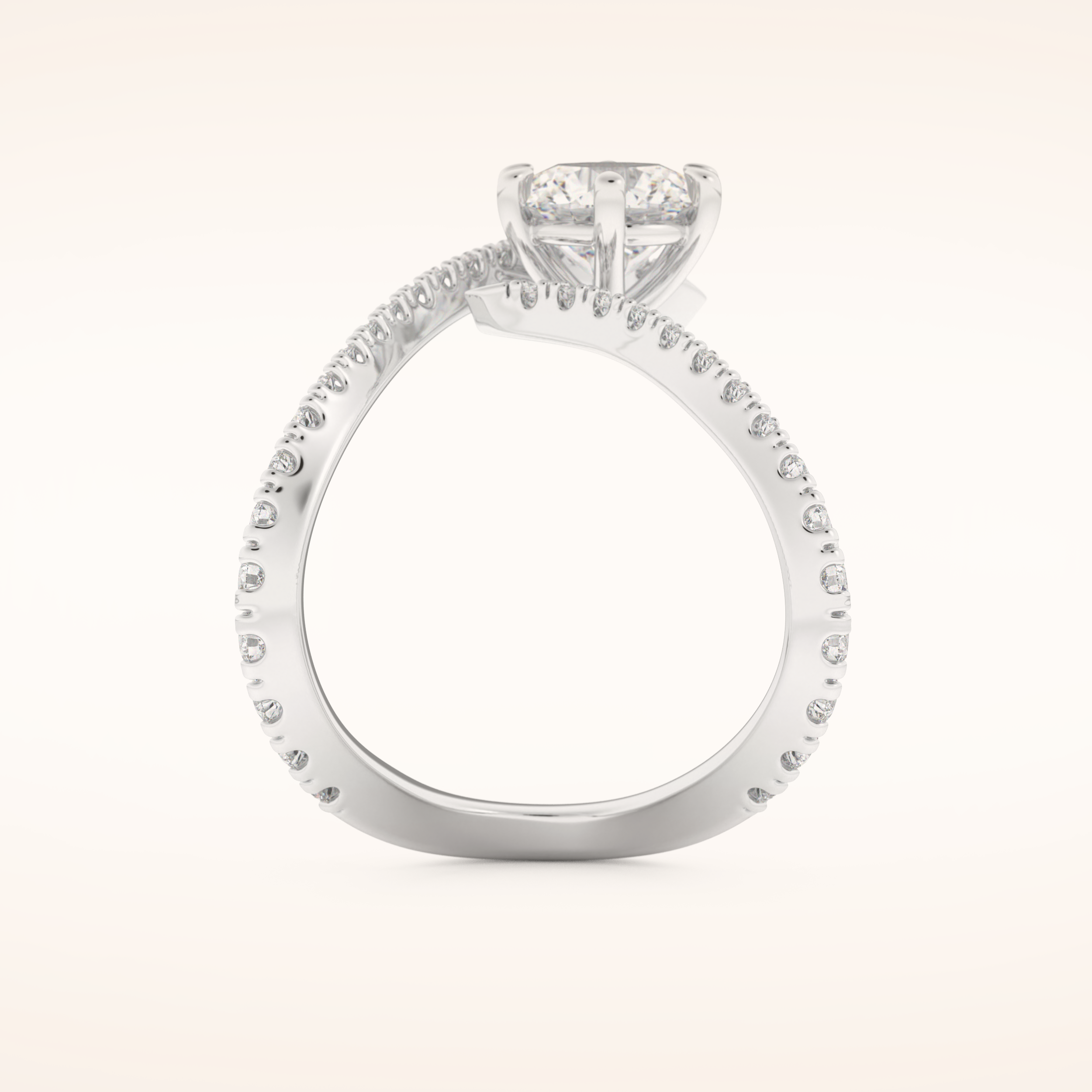 1.5 CT Round Shaped Pave Moissanite Engagement Ring