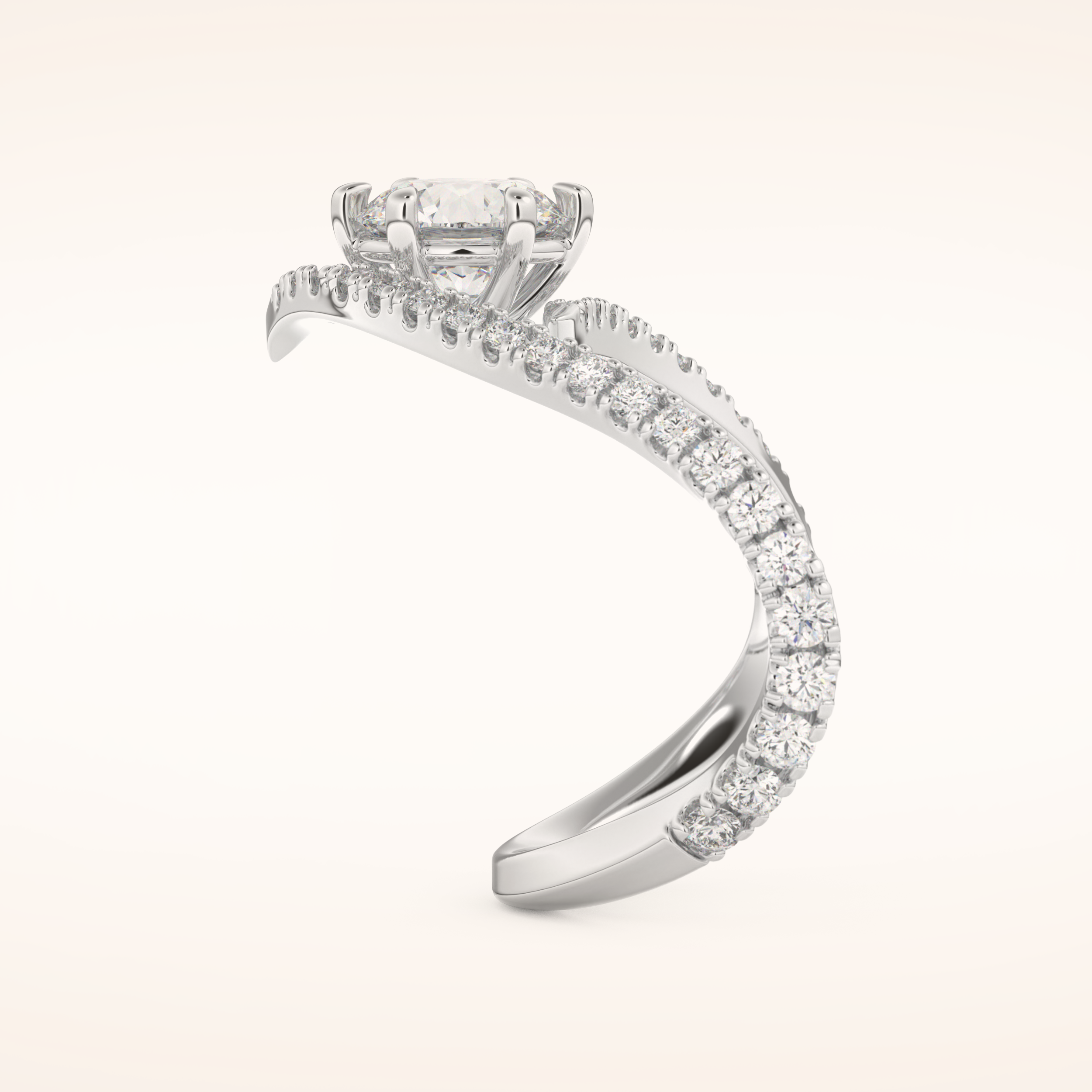 1.5 CT Round Shaped Pave Moissanite Engagement Ring