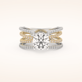 1.52 CT Round Shaped Pave Split Shank Moissanite Engagement Ring