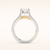 1.52 CT Round Shaped Pave Split Shank Moissanite Engagement Ring