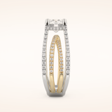 1.52 CT Round Shaped Pave Split Shank Moissanite Engagement Ring