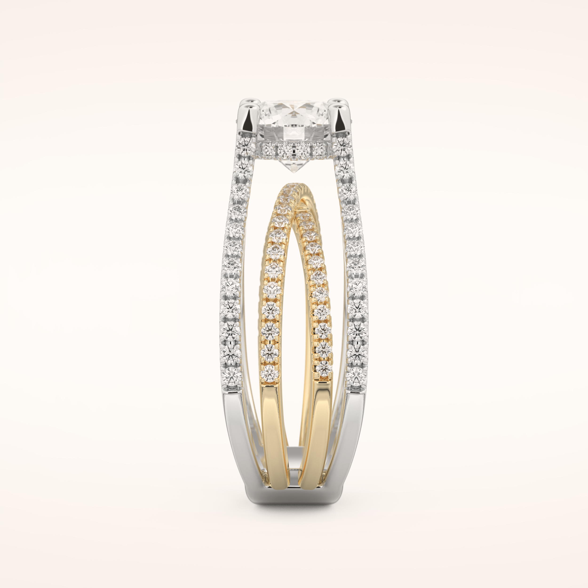 1.52 CT Round Shaped Pave Split Shank Moissanite Engagement Ring
