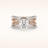 1.52 CT Round Shaped Pave Split Shank Moissanite Engagement Ring