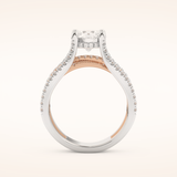 1.52 CT Round Shaped Pave Split Shank Moissanite Engagement Ring