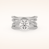 1.52 CT Round Shaped Pave Split Shank Moissanite Engagement Ring