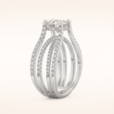 1.52 CT Round Shaped Pave Split Shank Moissanite Engagement Ring