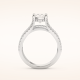 1.52 CT Round Shaped Pave Split Shank Moissanite Engagement Ring