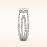 1.52 CT Round Shaped Pave Split Shank Moissanite Engagement Ring