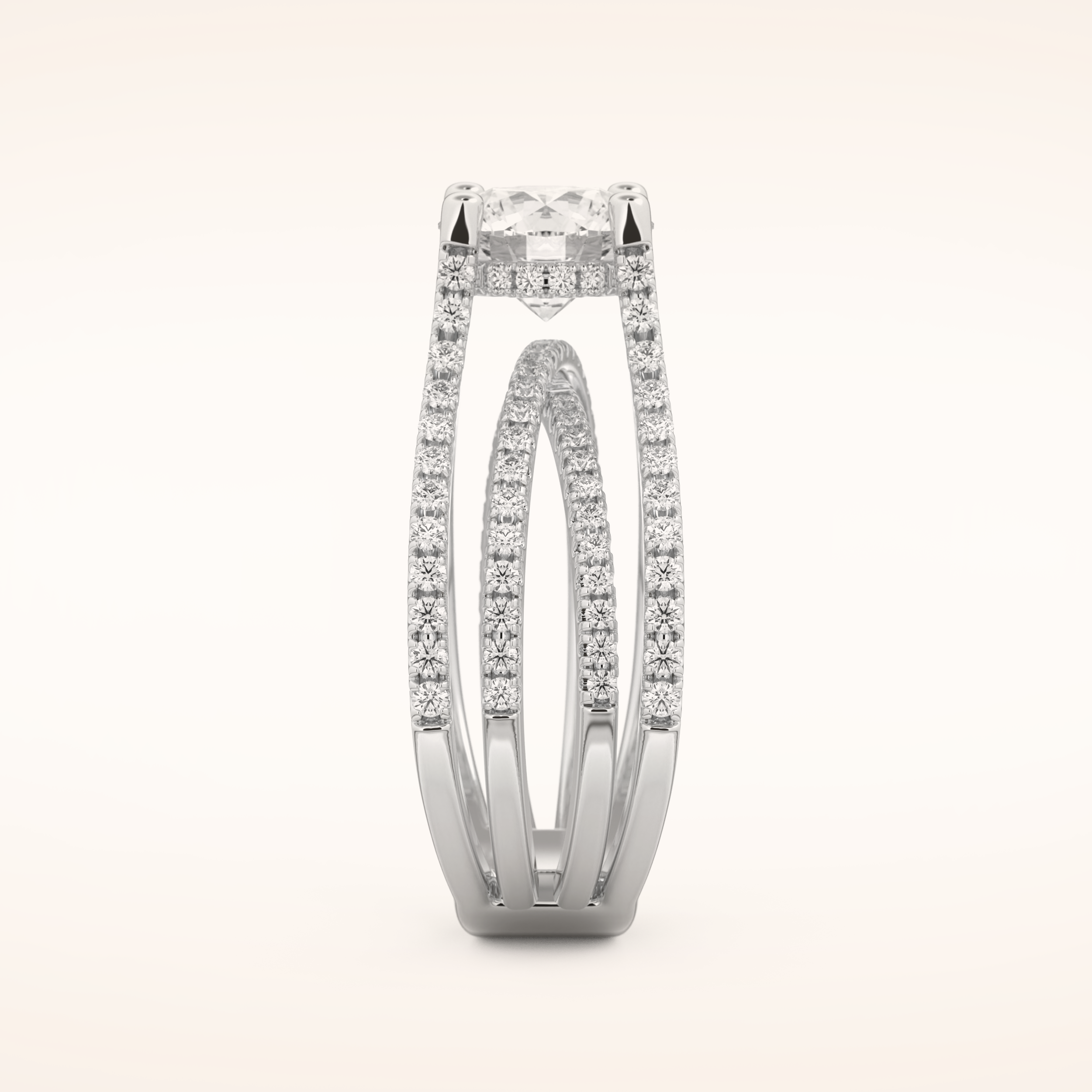 1.52 CT Round Shaped Pave Split Shank Moissanite Engagement Ring