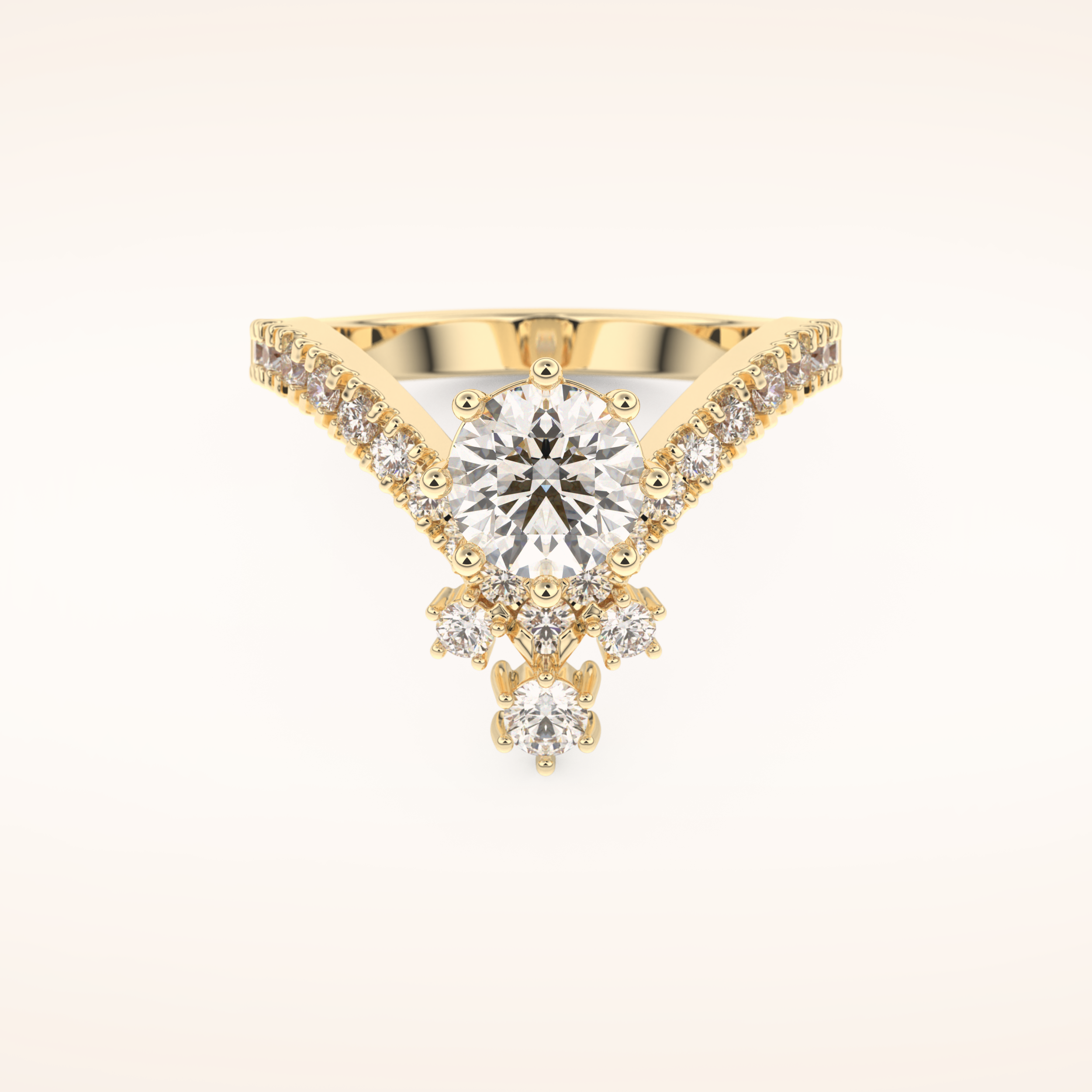 1.03 CT Round Shaped Cluster Moissanite Engagement Ring