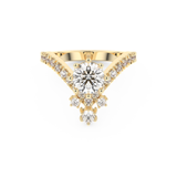 Round Cluster V Shaped Lab Grown Diamond Engagement Ring