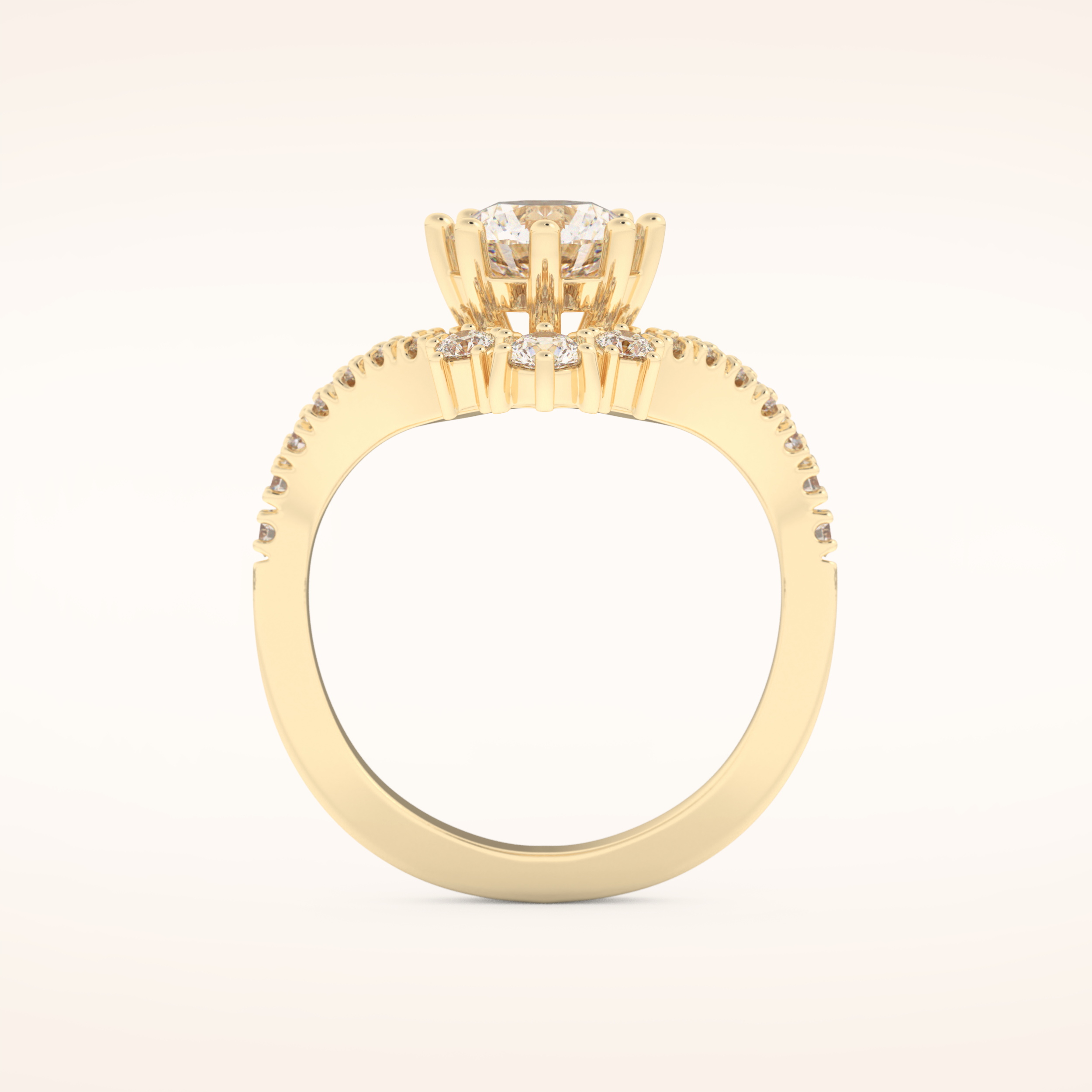 1.03 CT Round Shaped Cluster Moissanite Engagement Ring