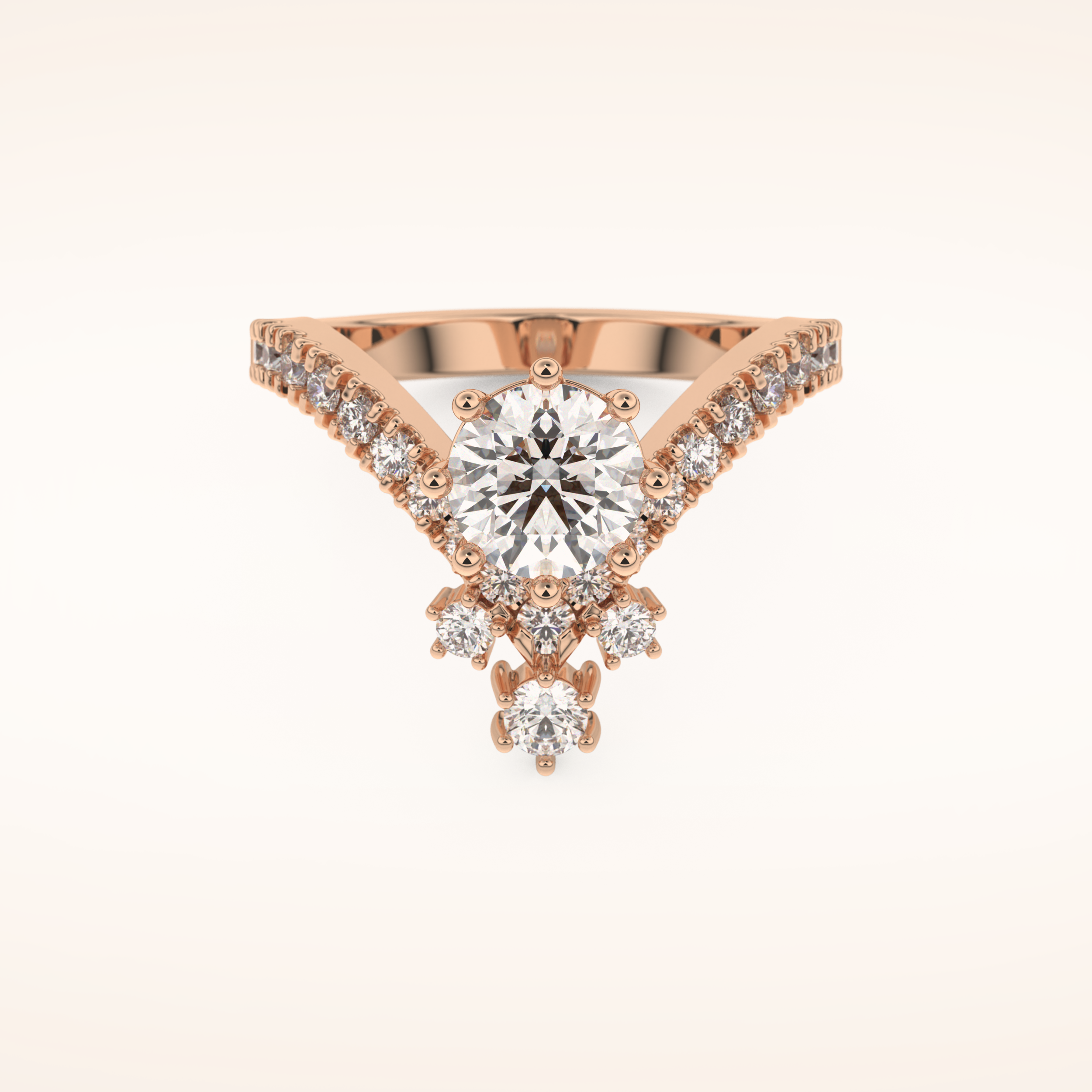 1.03 CT Round Shaped Cluster Moissanite Engagement Ring