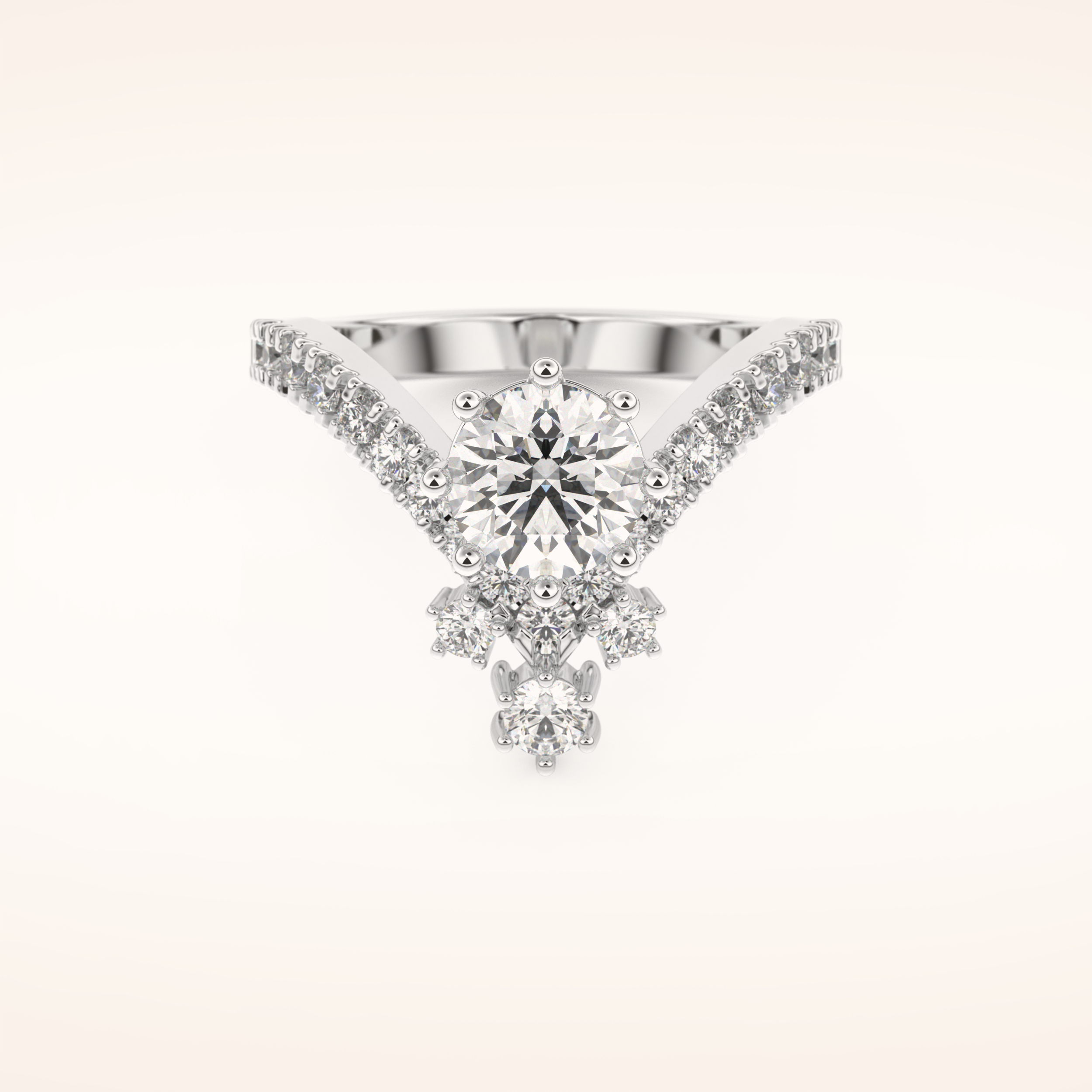 1.03 CT Round Shaped Cluster Moissanite Engagement Ring