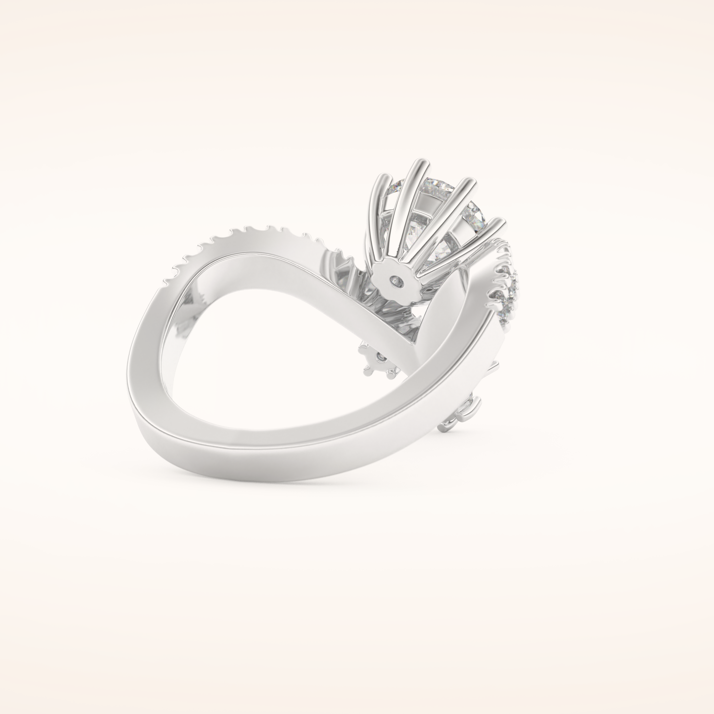 1.03 CT Round Shaped Cluster Moissanite Engagement Ring