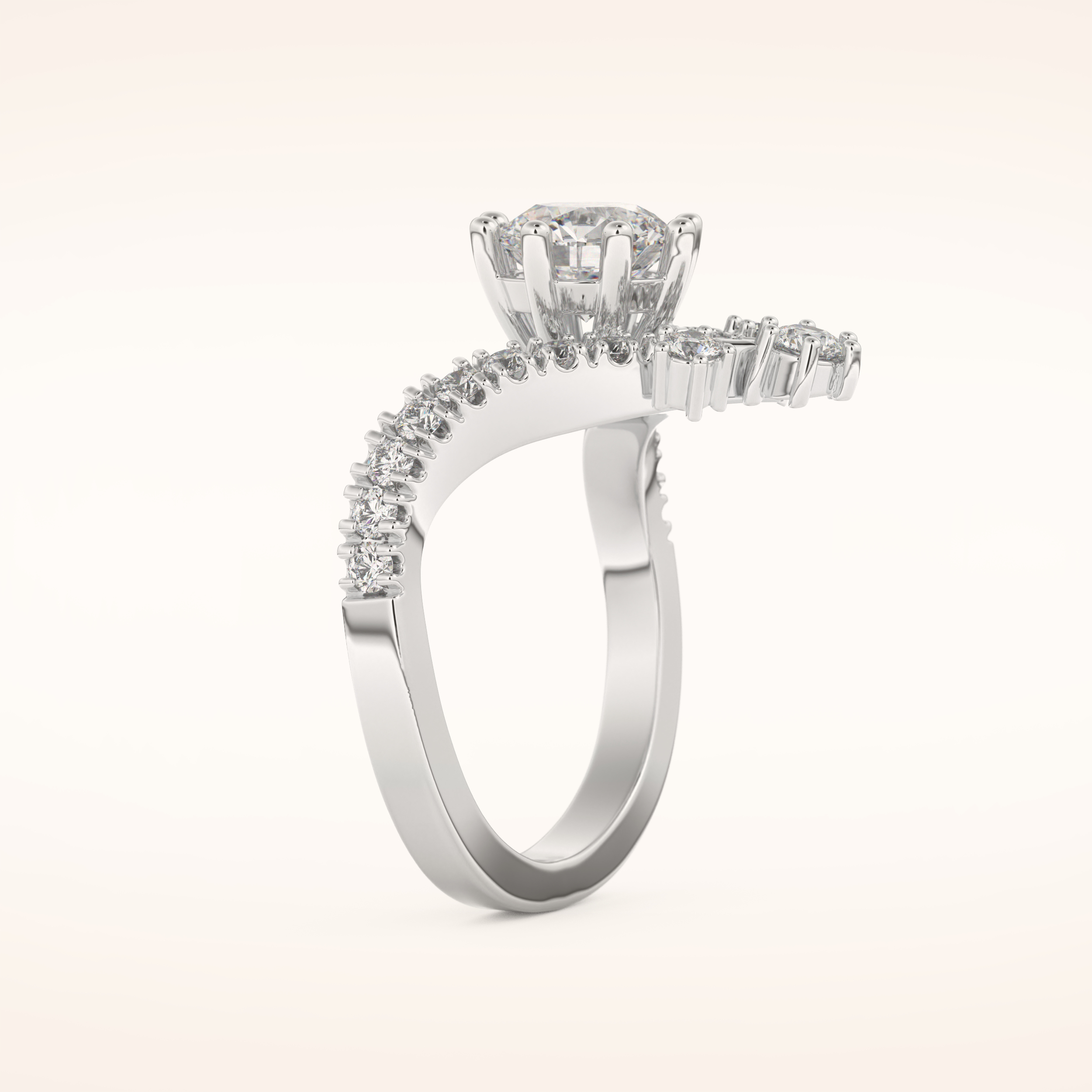 1.03 CT Round Shaped Cluster Moissanite Engagement Ring