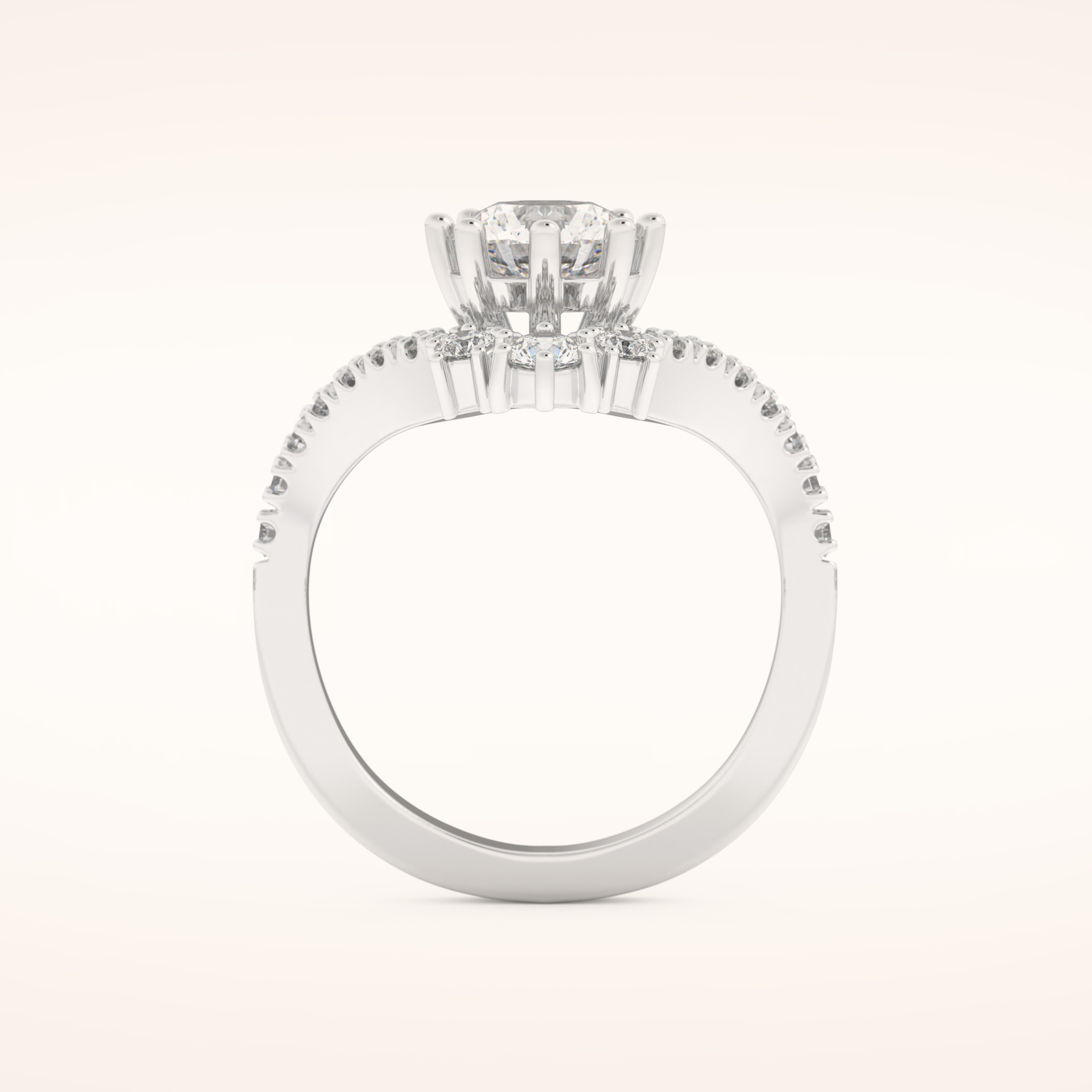 1.03 CT Round Shaped Cluster Moissanite Engagement Ring