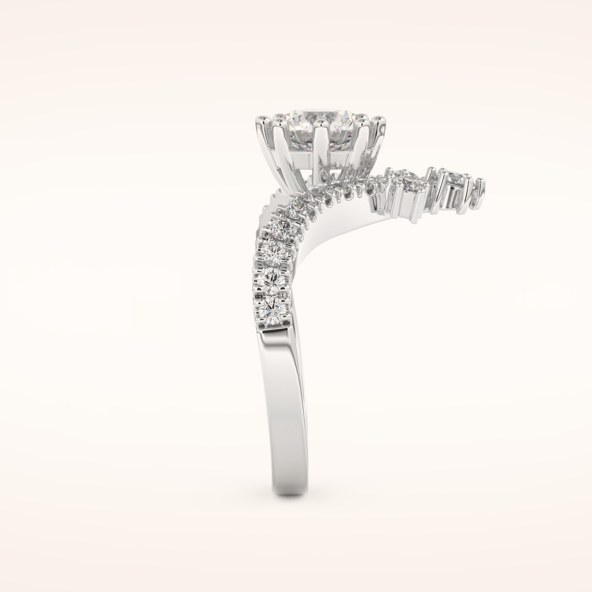 1.03 CT Round Shaped Cluster Moissanite Engagement Ring