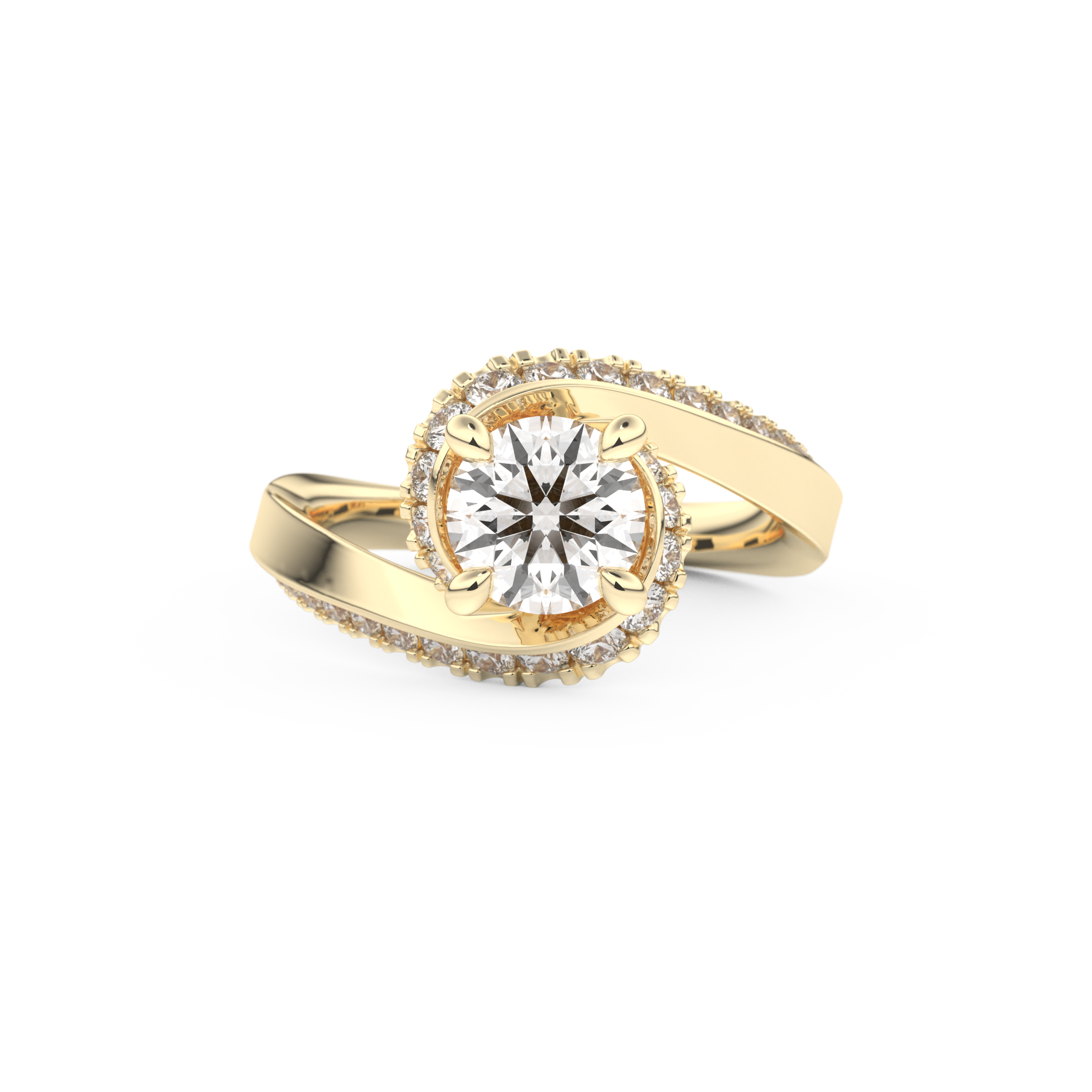 Round Swirl Pave Lab Grown Diamond Engagement Ring