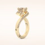 1.03 CT Round Shaped Swirl Pave Moissanite Engagement Ring