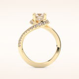 1.03 CT Round Shaped Swirl Pave Moissanite Engagement Ring