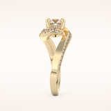1.03 CT Round Shaped Swirl Pave Moissanite Engagement Ring