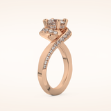 1.03 CT Round Shaped Swirl Pave Moissanite Engagement Ring