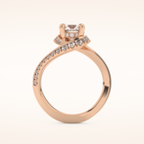 1.03 CT Round Shaped Swirl Pave Moissanite Engagement Ring