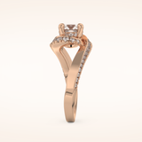 1.03 CT Round Shaped Swirl Pave Moissanite Engagement Ring