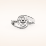 1.03 CT Round Shaped Swirl Pave Moissanite Engagement Ring