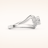 1.03 CT Round Shaped Swirl Pave Moissanite Engagement Ring