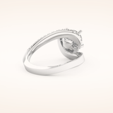 1.03 CT Round Shaped Swirl Pave Moissanite Engagement Ring
