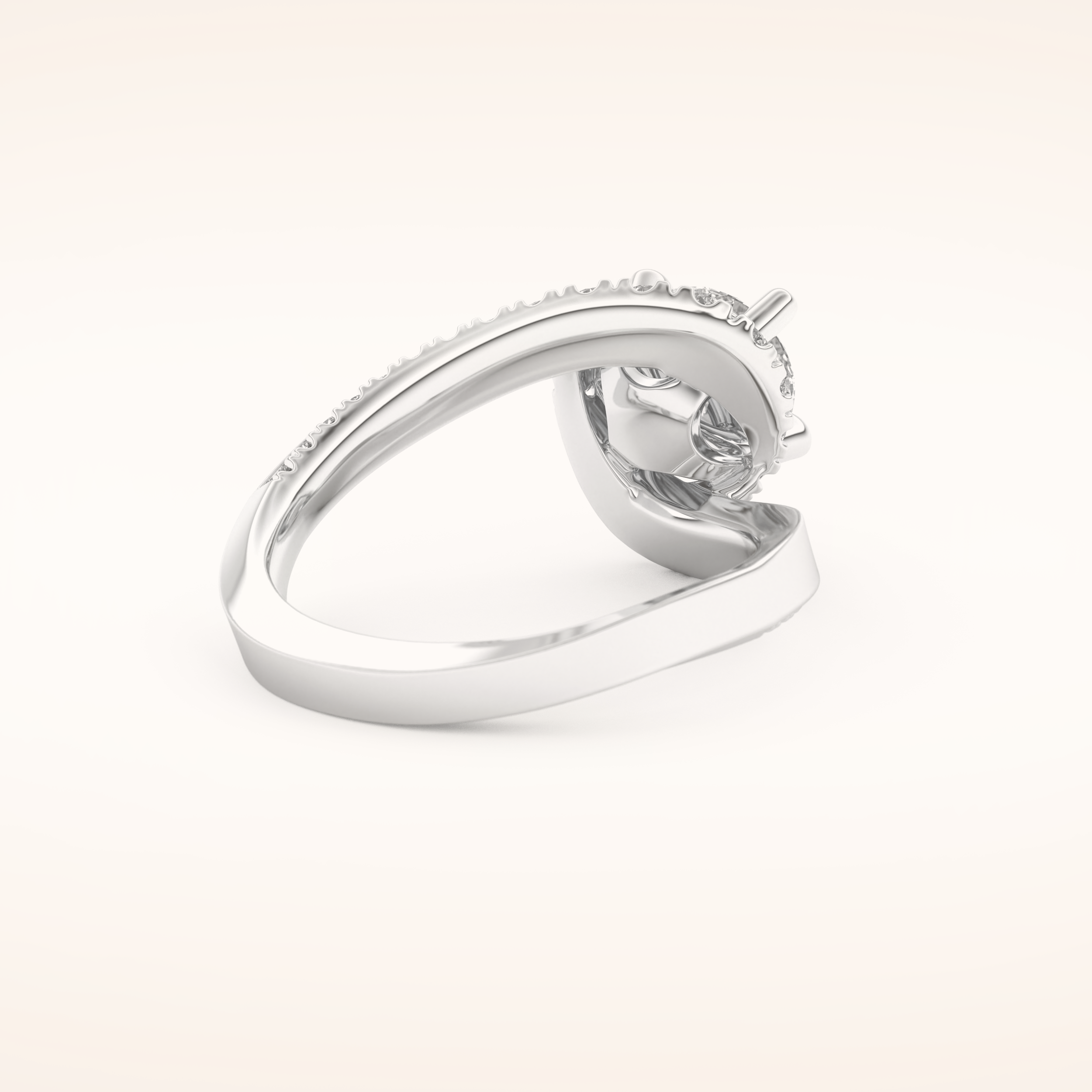 1.03 CT Round Shaped Swirl Pave Moissanite Engagement Ring