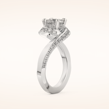 1.03 CT Round Shaped Swirl Pave Moissanite Engagement Ring