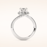 1.03 CT Round Shaped Swirl Pave Moissanite Engagement Ring
