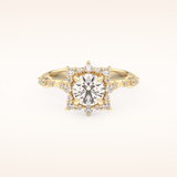 1.03 CT Round Shaped Cluster Moissanite Engagement Ring