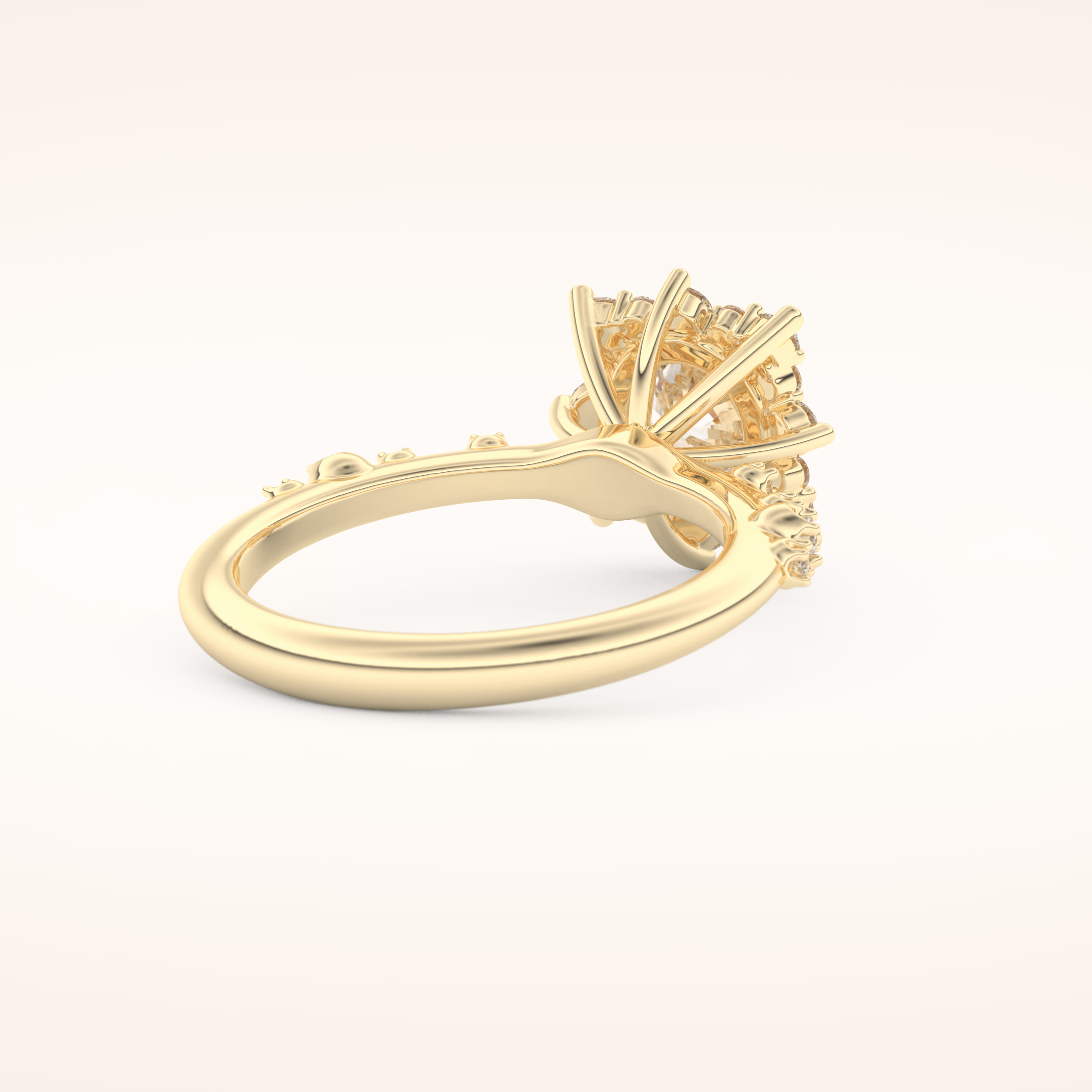 1.03 CT Round Shaped Cluster Moissanite Engagement Ring