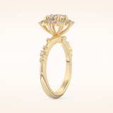 1.03 CT Round Shaped Cluster Moissanite Engagement Ring