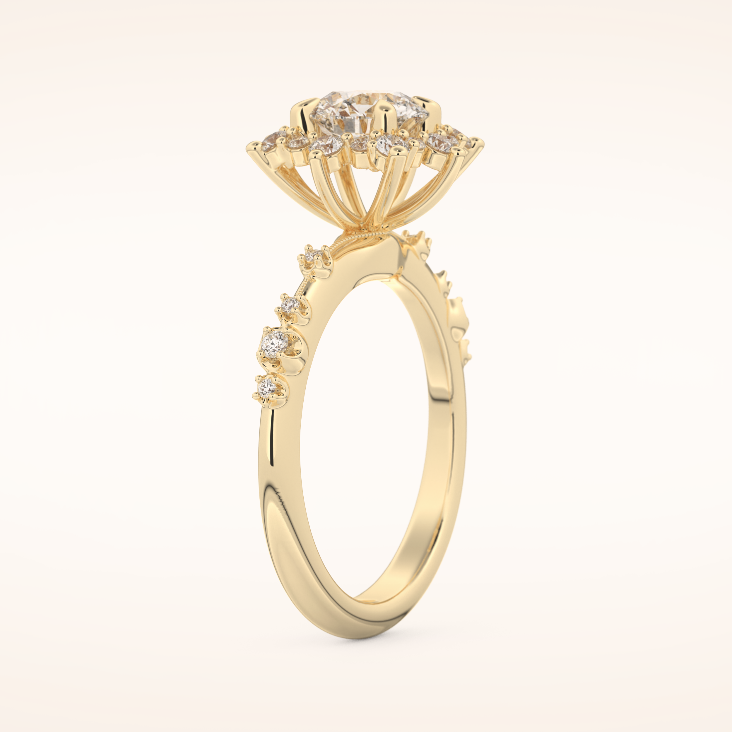 1.03 CT Round Shaped Cluster Moissanite Engagement Ring
